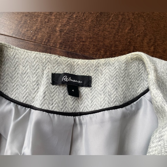 Reitmans size 4 open front gray herringbone blazer - Picture 3 of 7